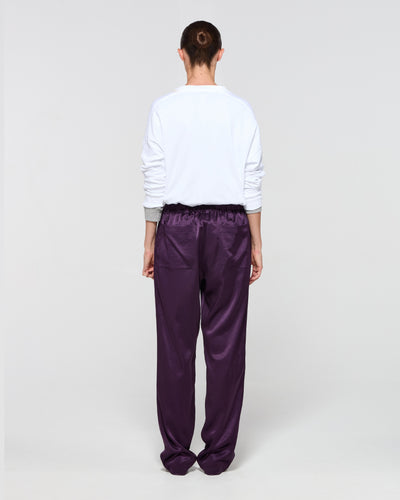 Satin Tapered Jogger - Aubergine SERENA BUTE