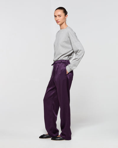 Satin Tapered Jogger - Aubergine SERENA BUTE