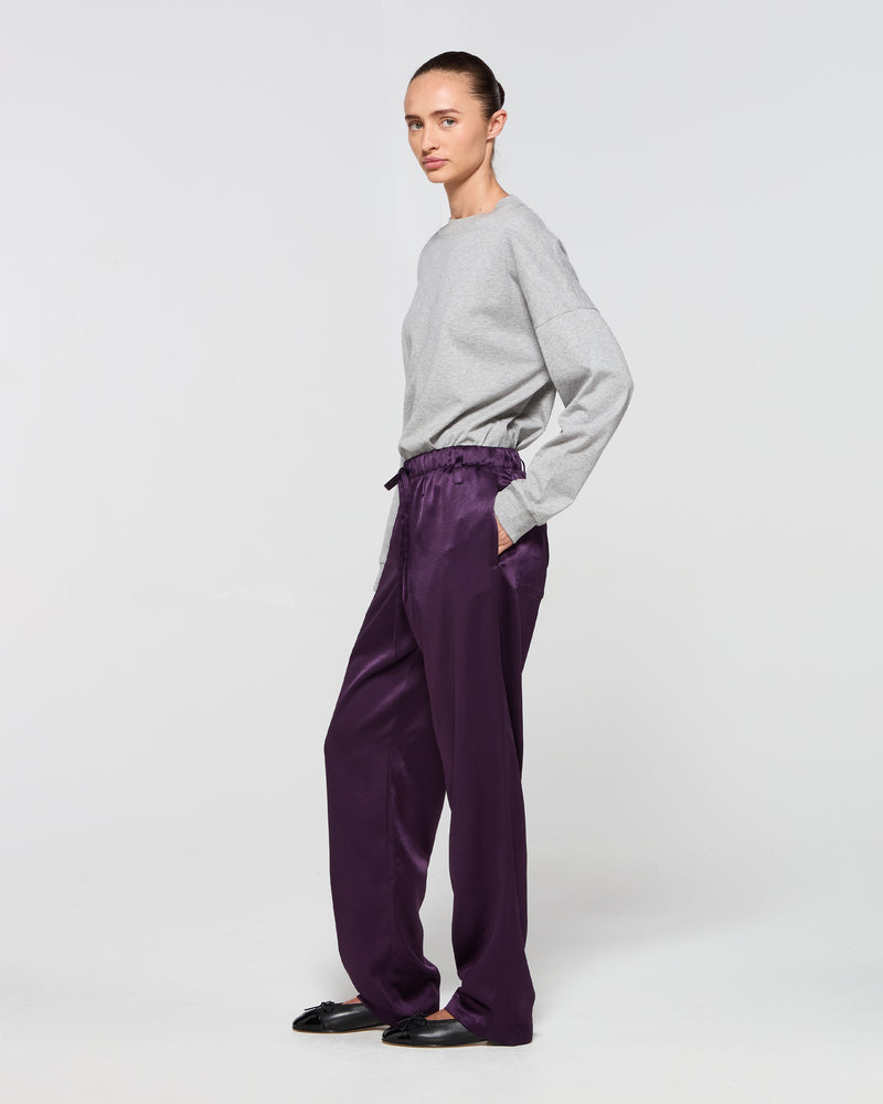 Satin Tapered Jogger - Aubergine picture #3