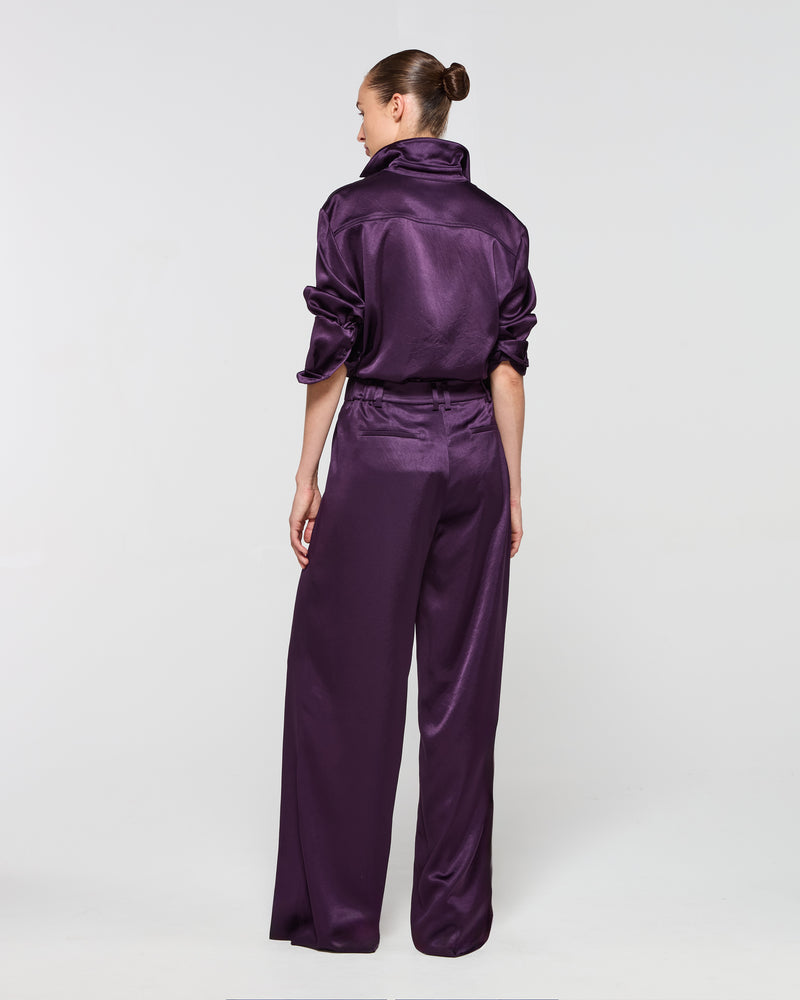 Satin Serena Trouser - Aubergine SERENA BUTE