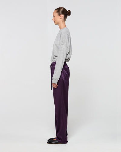 Satin Tapered Jogger - Aubergine SERENA BUTE