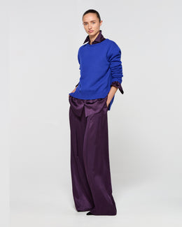 Satin Serena Trouser - Aubergine