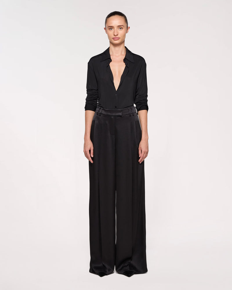Satin Serena Trouser - Black SERENA BUTE