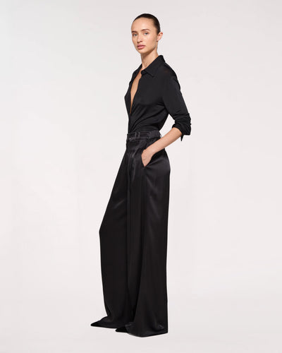 Satin Serena Trouser - Black SERENA BUTE