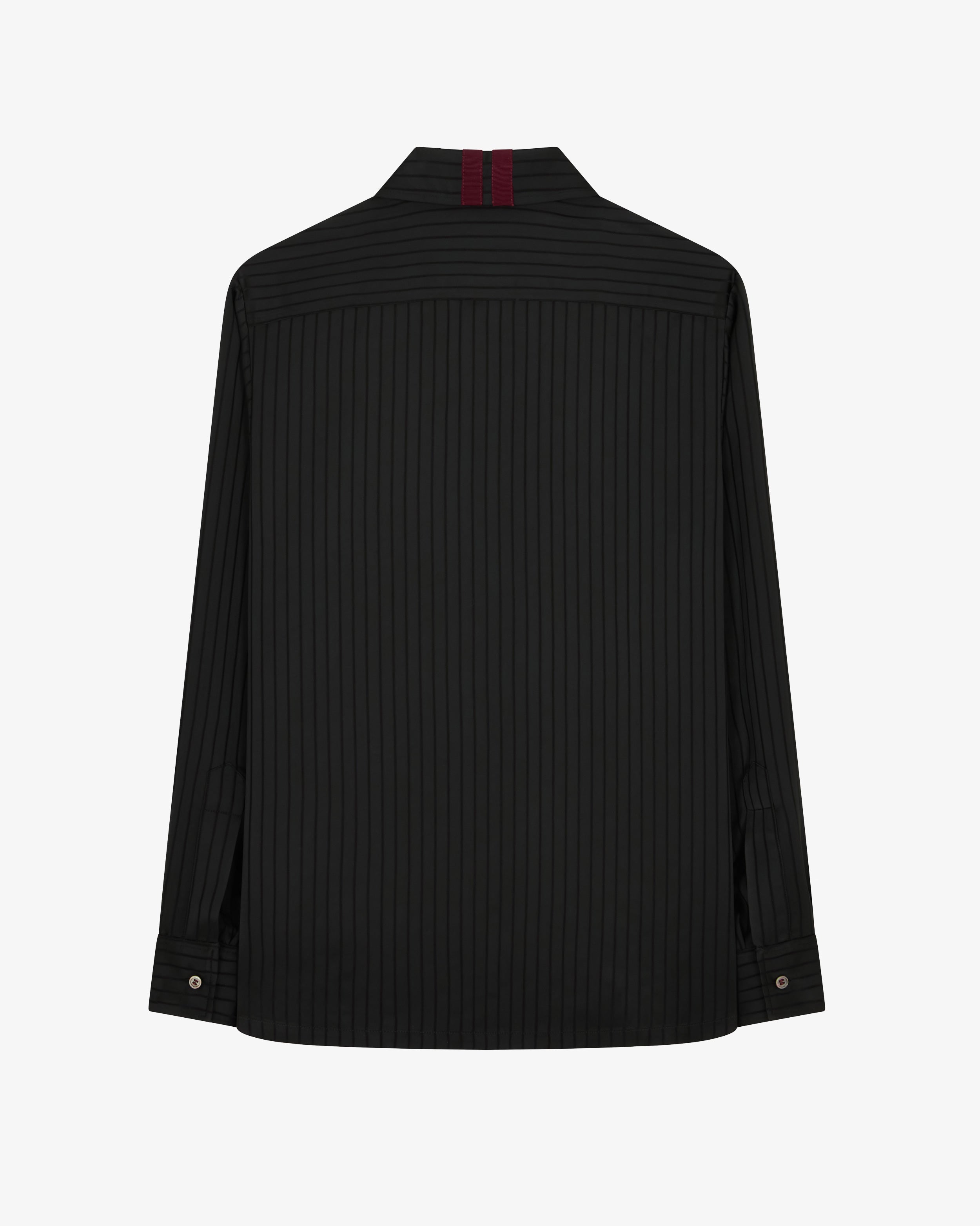 Satin Stripe George Shirt - Black