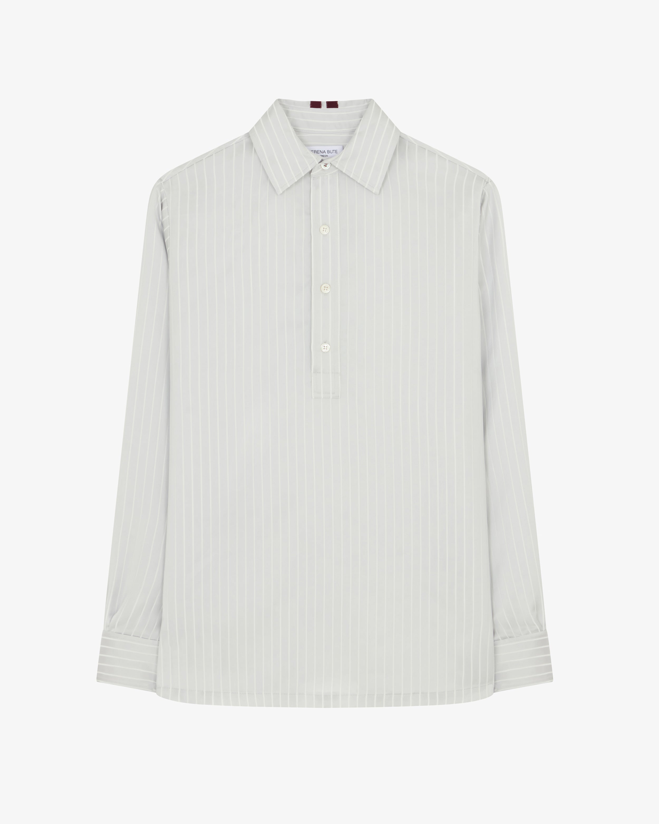 Satin Stripe George Shirt - Silver