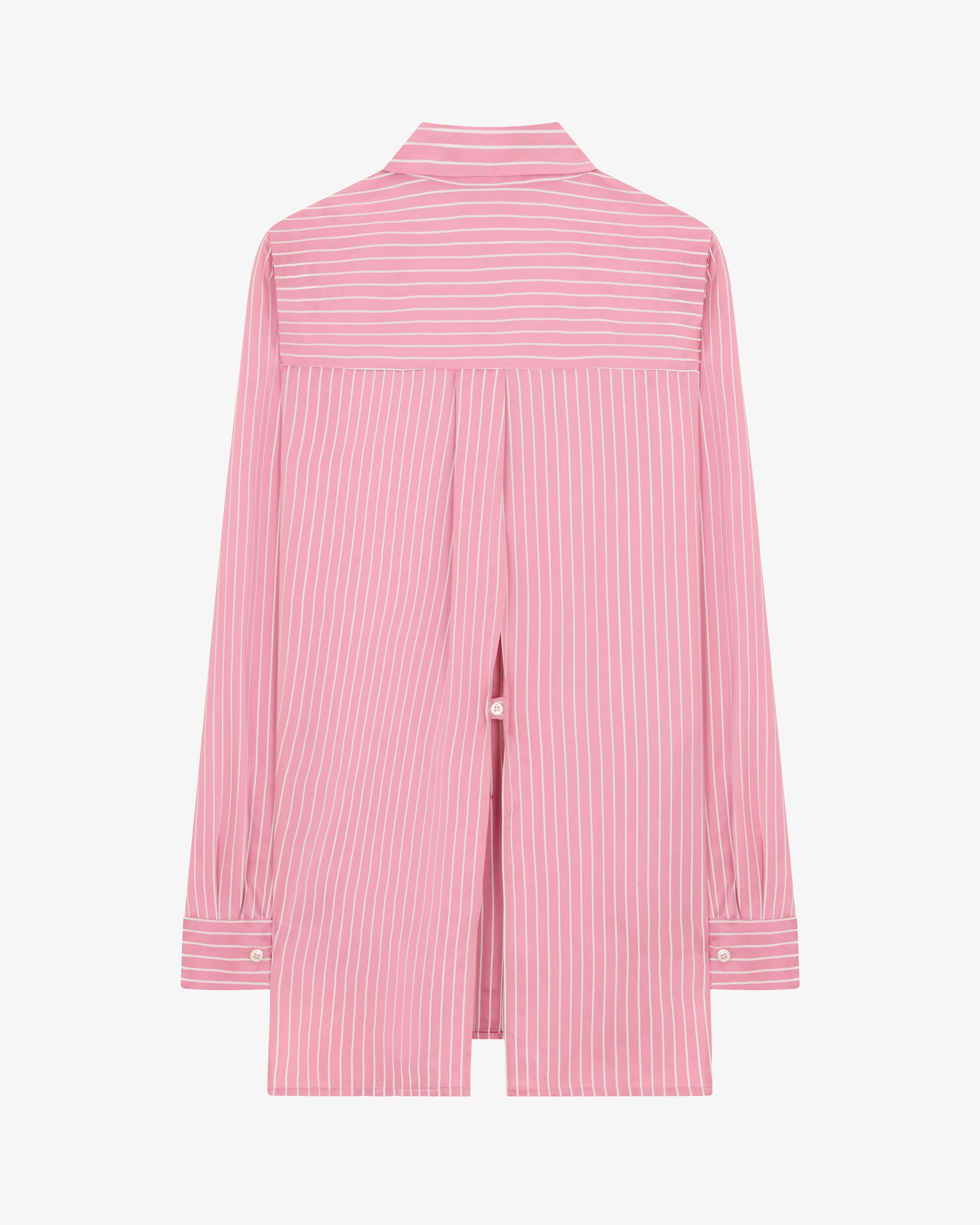 Satin Stripe Open Back Shirt - Pink