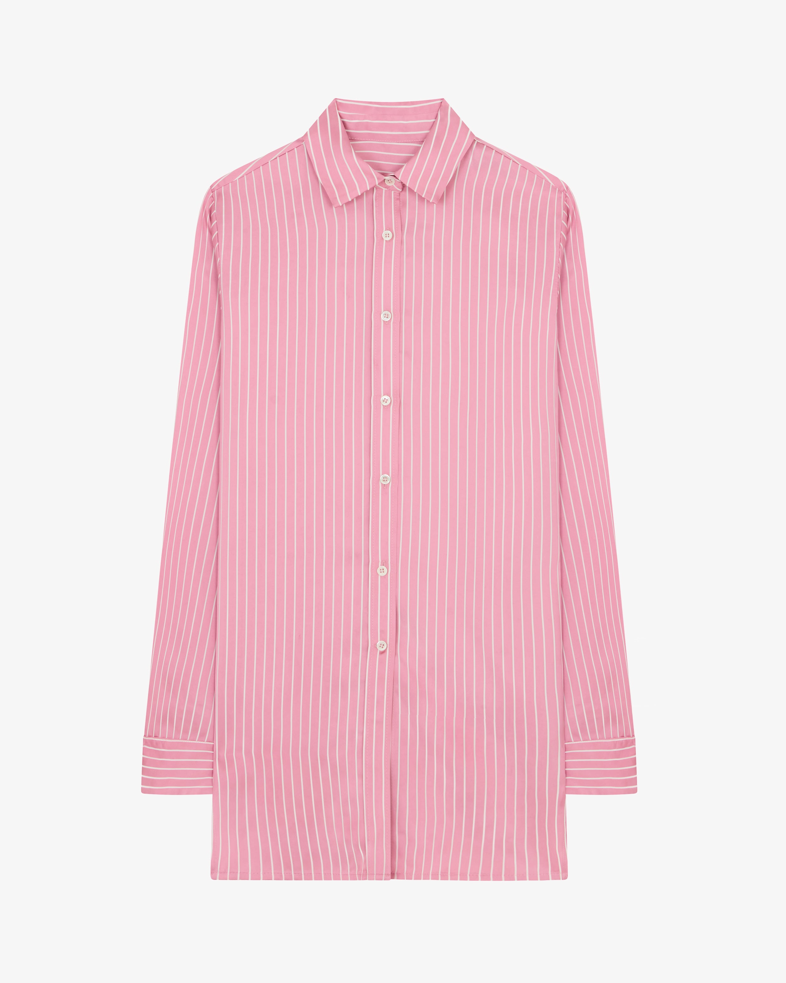 Satin Stripe Open Back Shirt - Pink