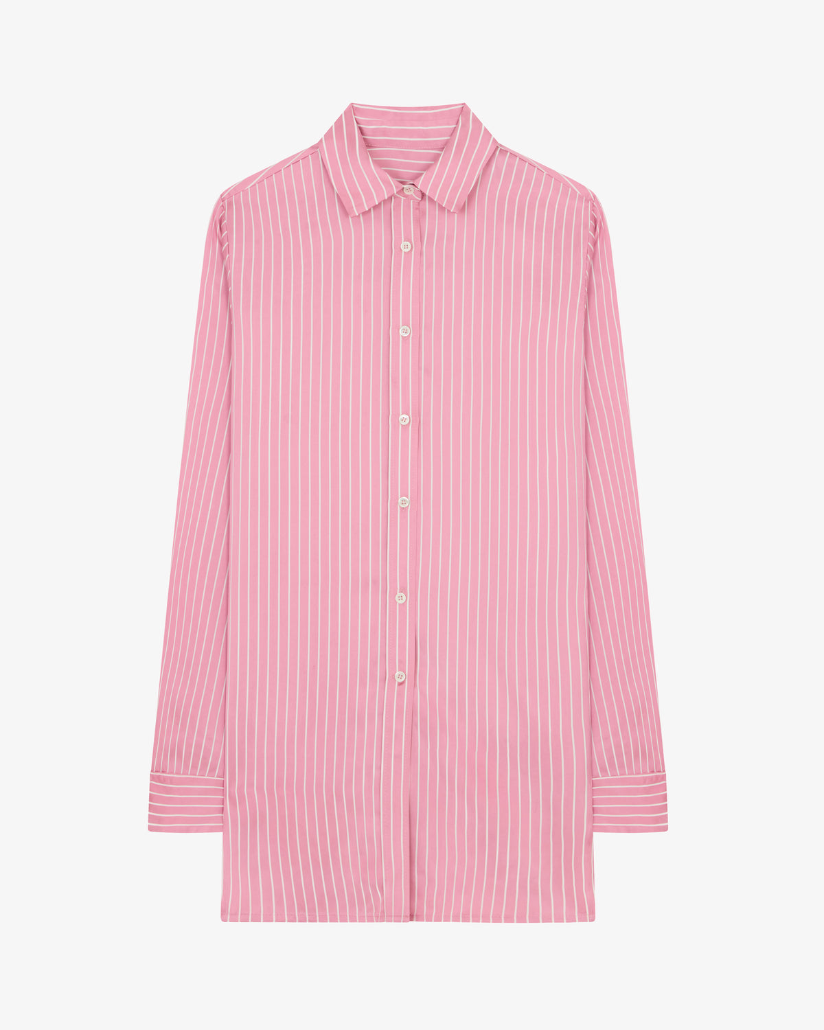 Satin Stripe Open Back Shirt - Pink