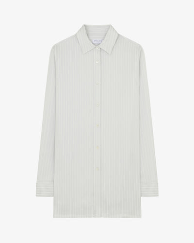 Satin Stripe Open Back Shirt - Silver SERENA BUTE