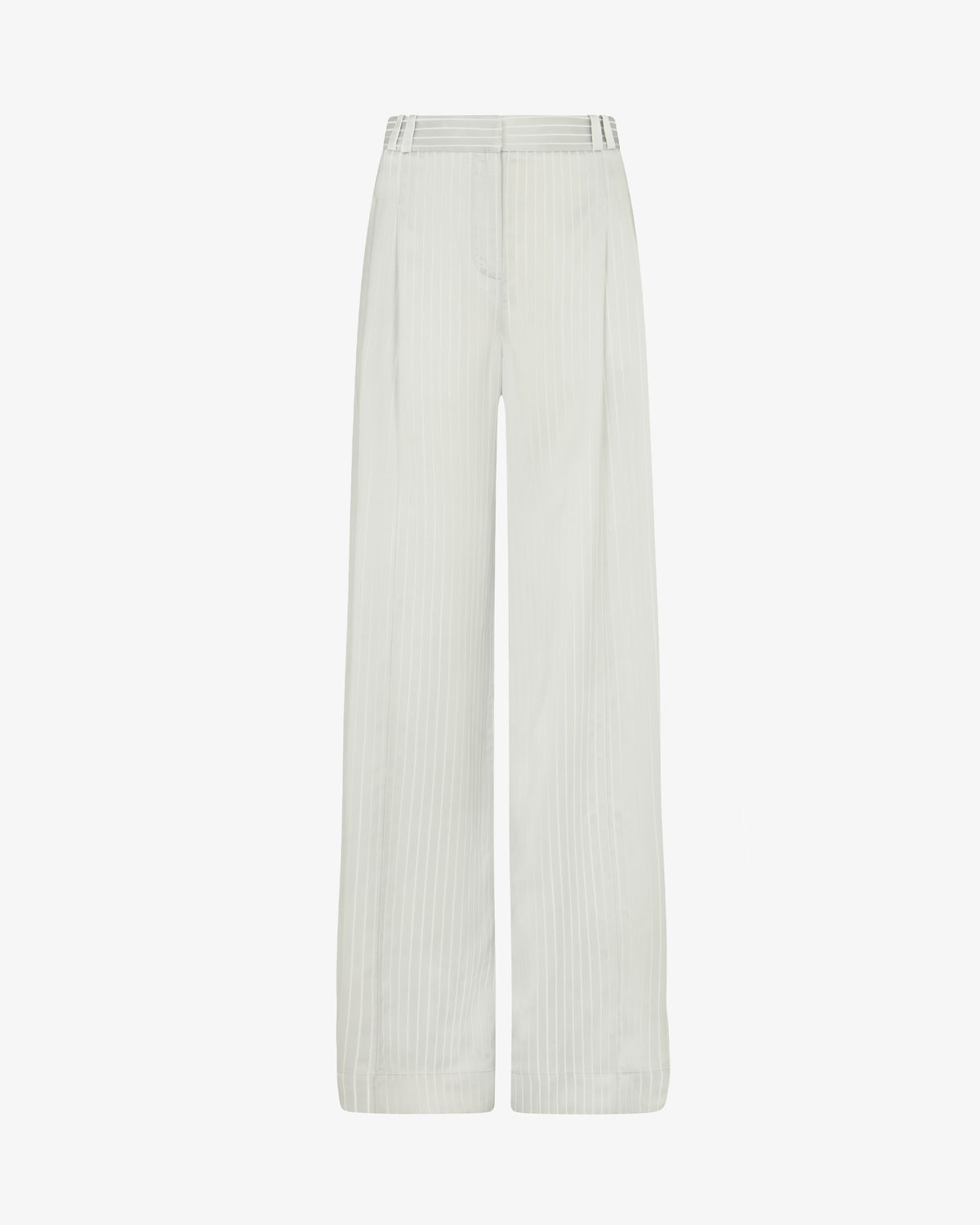 Satin Stripe Serena Trouser - Silver