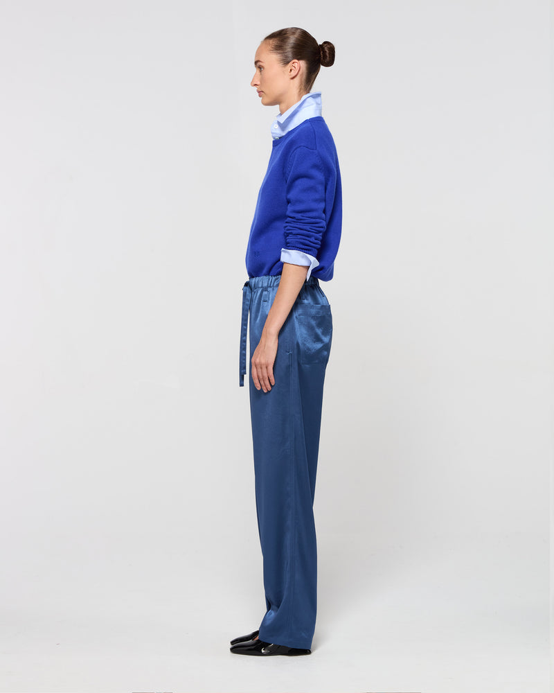 Satin Tapered Jogger - Dusty Navy Blue picture #3