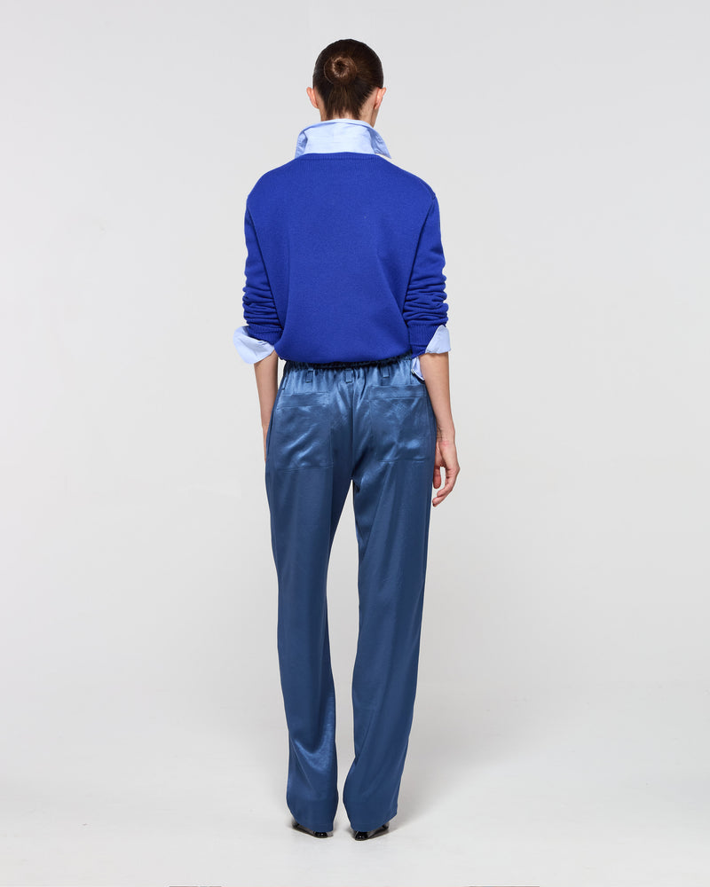 Satin Tapered Jogger - Dusty Navy Blue picture #4