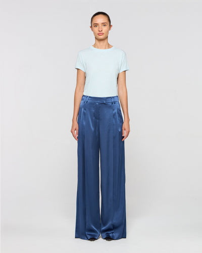 Satin Serena Trouser - Dusty Navy Blue SERENA BUTE