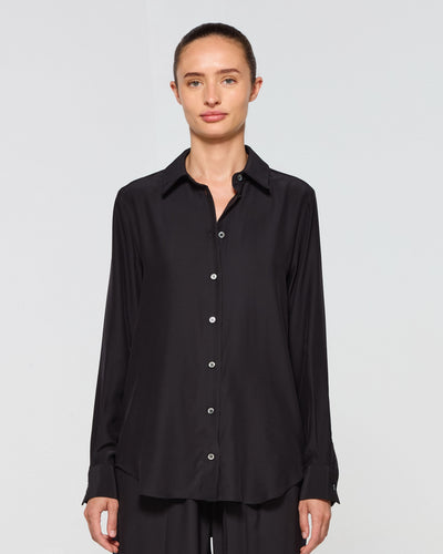 Silk Classic Shirt - Black SERENA BUTE