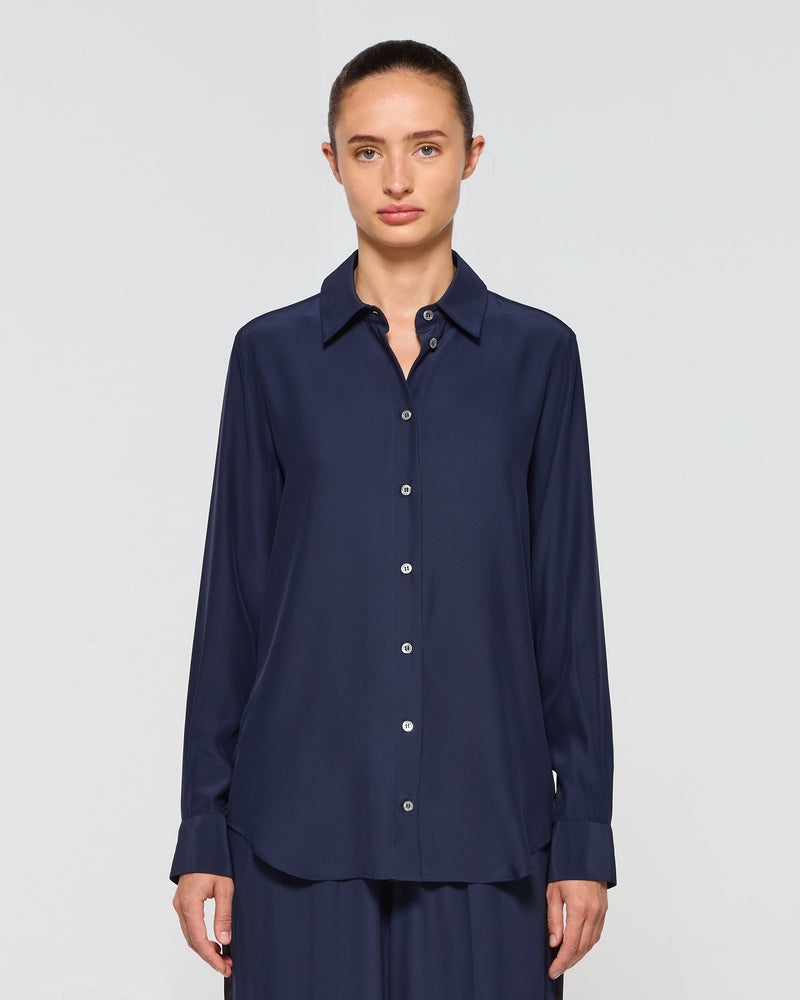 Silk Classic Shirt - Navy Blue picture #2