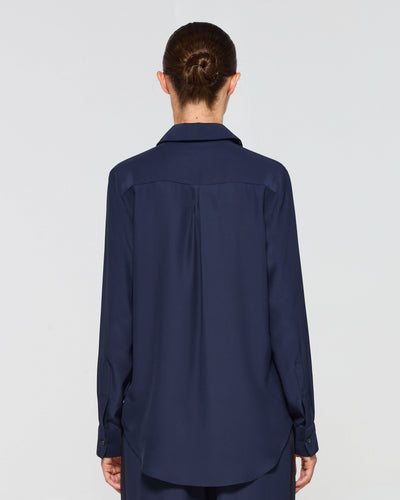 Silk Classic Shirt - Navy Blue SERENA BUTE
