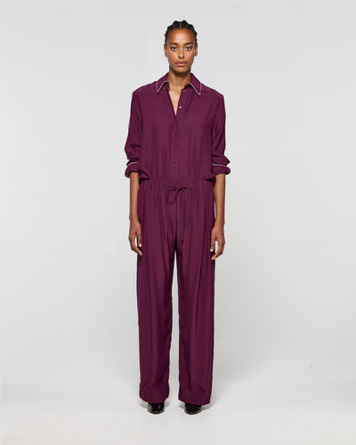 Silk Relaxed Jogger - Plum SERENA BUTE
