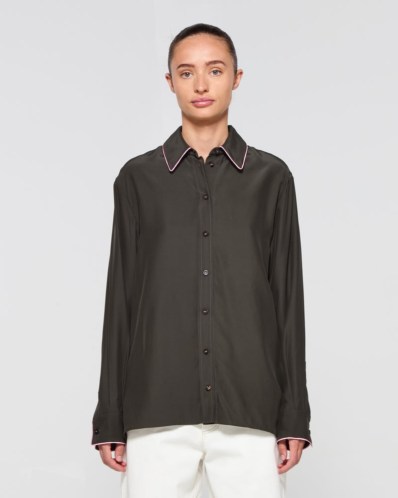Silk Relaxed Shirt - Fir picture #2