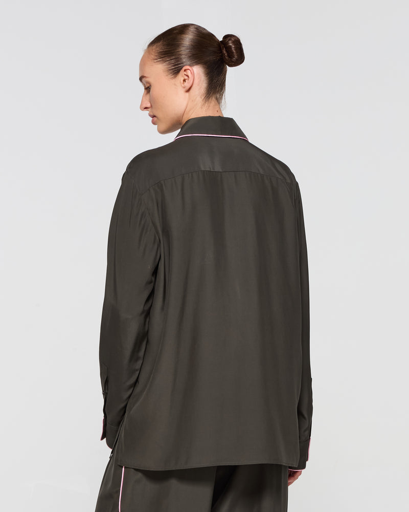 Silk Relaxed Shirt - Fir picture #4