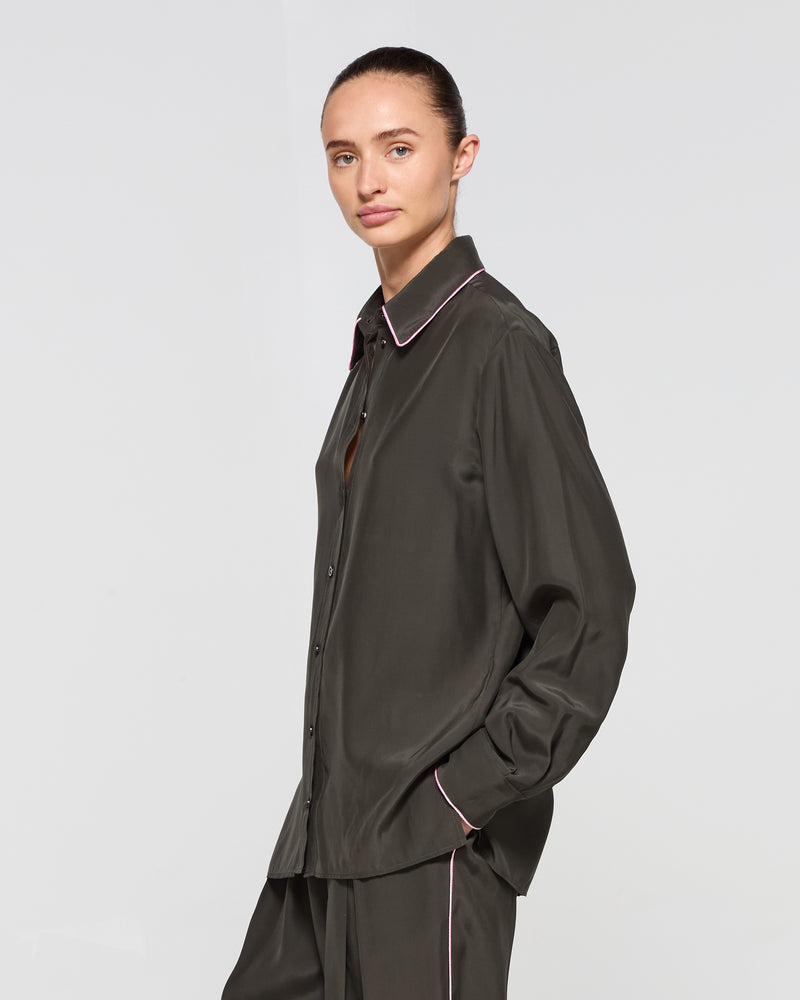 Silk Relaxed Shirt - Fir SERENA BUTE