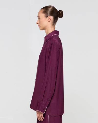 Silk Relaxed Shirt - Plum SERENA BUTE