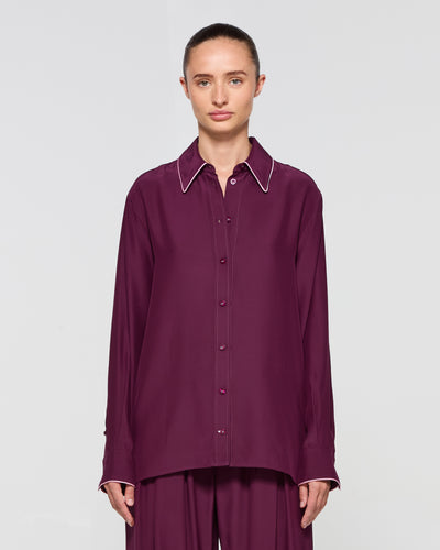 Silk Relaxed Shirt - Plum SERENA BUTE