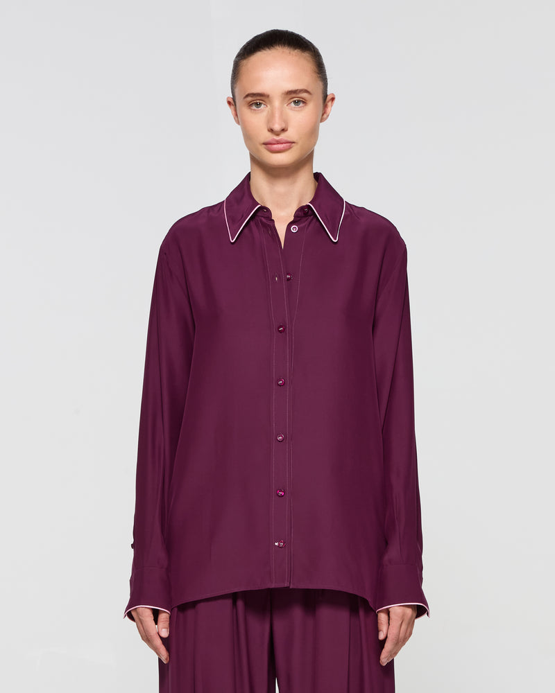 Silk Relaxed Shirt - Plum picture #3