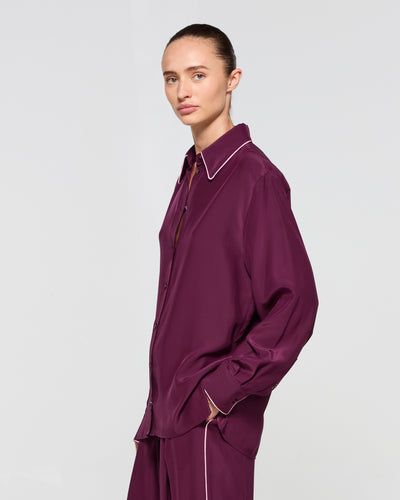 Silk Relaxed Shirt - Plum SERENA BUTE