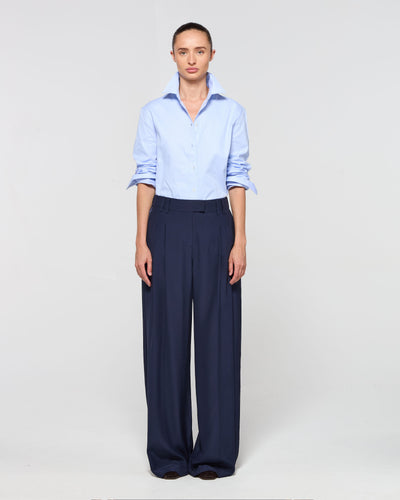 Silk Serena Trouser - Navy Blue SERENA BUTE