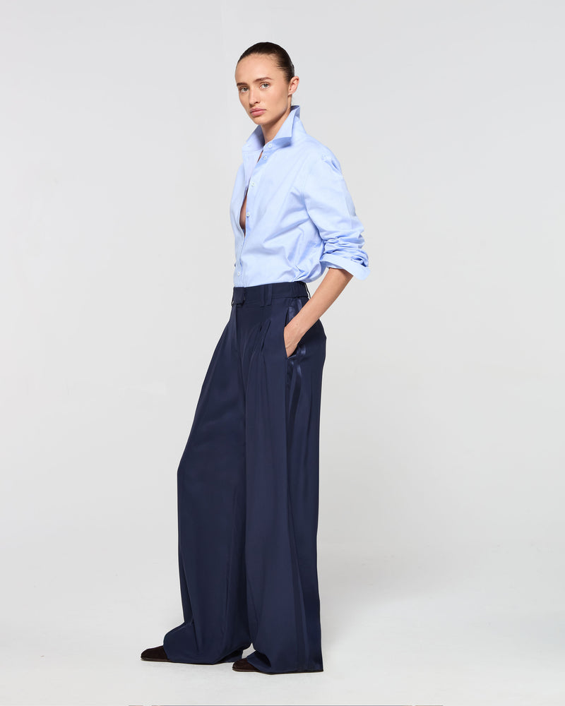 Silk Serena Trouser - Navy Blue SERENA BUTE