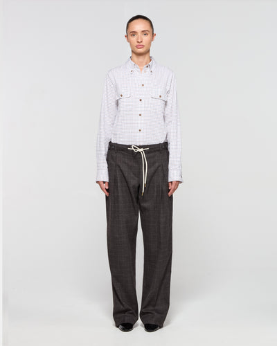Soft Touch Side Tab Jogger - Brown and Grey Check SERENA BUTE