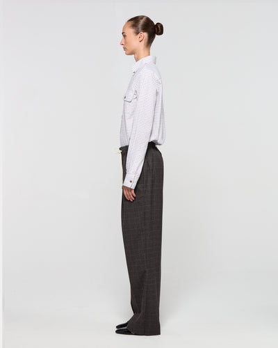 Soft Touch Side Tab Jogger - Brown and Grey Check SERENA BUTE