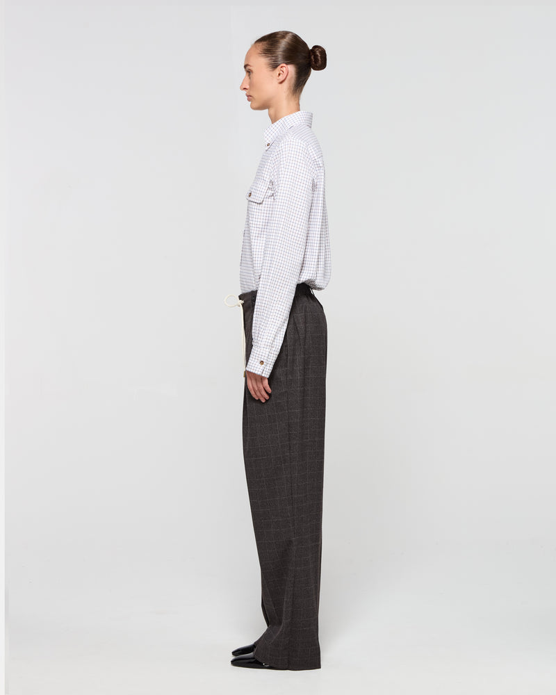 Soft Touch Side Tab Jogger - Brown and Grey Check SERENA BUTE