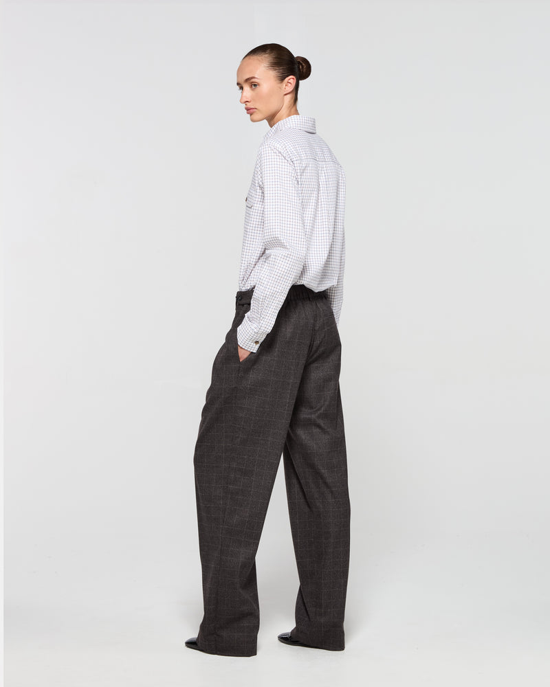 Soft Touch Side Tab Jogger - Brown and Grey Check SERENA BUTE