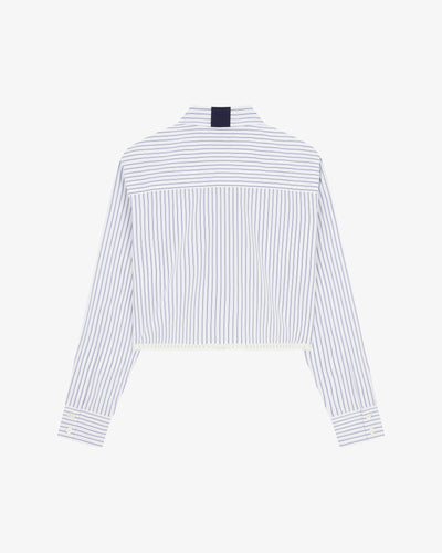 Striped Cropped Shirt - Navy/White SERENA BUTE