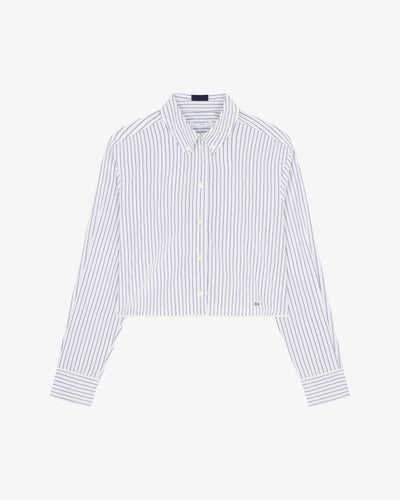 Striped Cropped Shirt - Navy/White SERENA BUTE