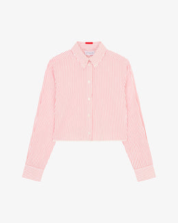 Striped Cropped Shirt - Red/White