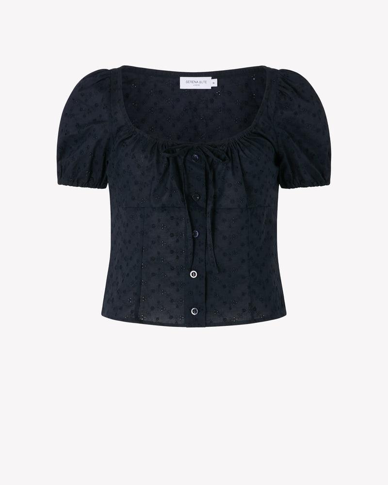 Broderie Bodice Top - Navy Blue picture #2