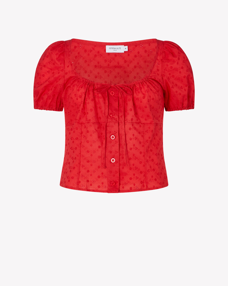 Broderie Bodice Top - Red picture #2