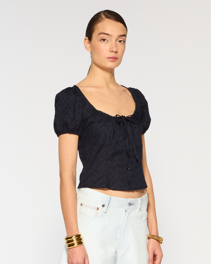 Broderie Bodice Top - Navy Blue picture #3