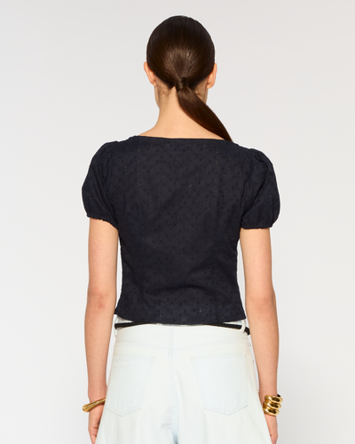 Broderie Bodice Top - Navy Blue SERENA BUTE