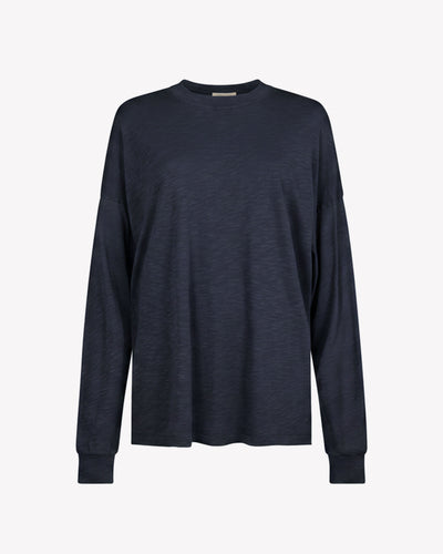 Cotton Long Sleeve T-Shirt - Navy Blue SERENA BUTE
