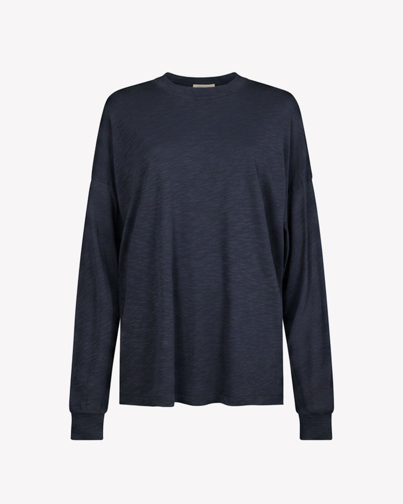 Cotton Long Sleeve T-Shirt - Navy Blue SERENA BUTE
