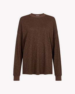 Cotton Long Sleeve T-Shirt - Chocolate Brown