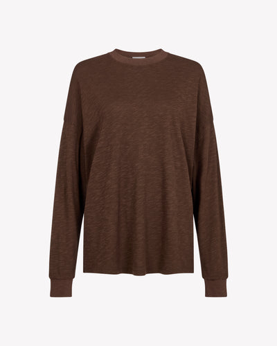Cotton Long Sleeve T-Shirt - Chocolate Brown SERENA BUTE