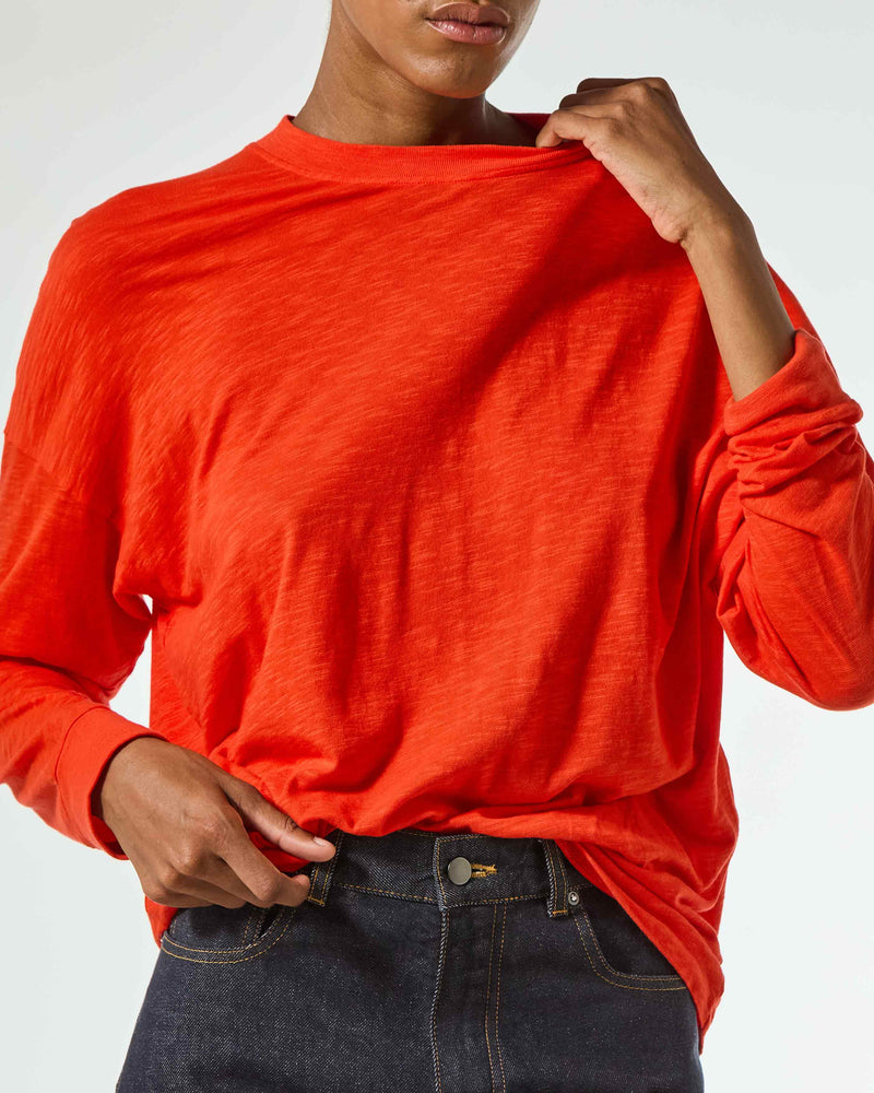 Cotton Long Sleeve T-Shirt - Red SERENA BUTE