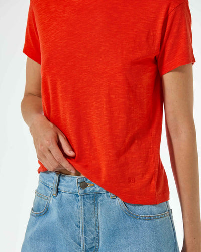Cotton Short Sleeve T-Shirt - Red SERENA BUTE