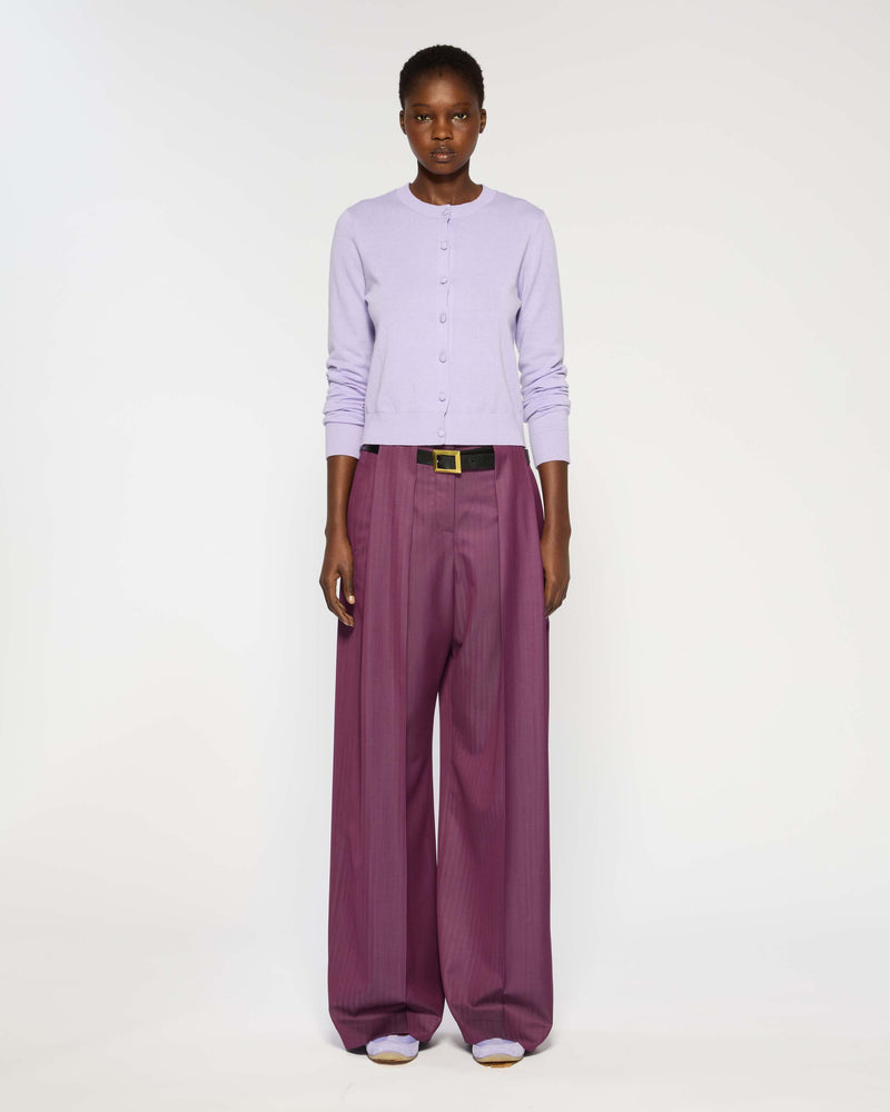 Wool Beltloop Pleated Trouser - Plum picture #2