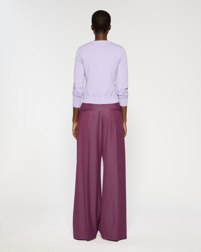 Wool Beltloop Pleated Trouser - Plum picture #4